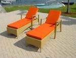 Indoor / Outdoor Rattan Wicker Sunlounger , Beach Lounge Chair