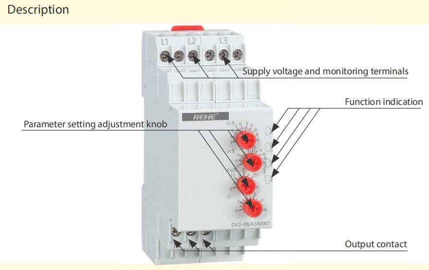 DV2-04 Three phase 10A Monitoring Voltage Relay