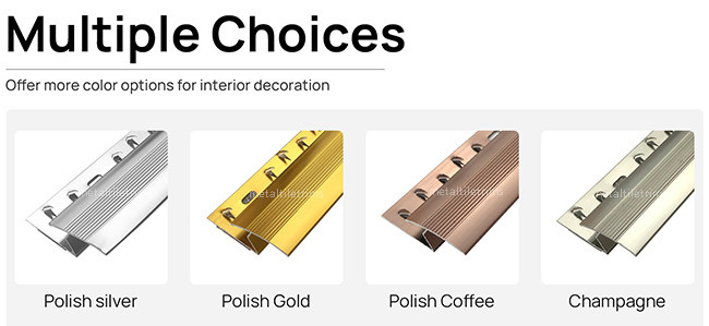 Metal Al6063 Flooring To Carpet Transition Strip Shiny Coffee Self Adhesive
