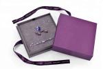 Purple Velvet Cardboard Jewelry Box With Necklace Hanger Window Paper Lid Luxury