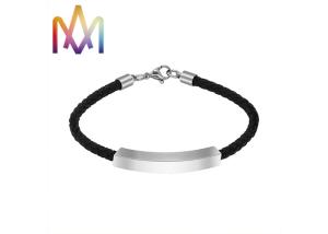 Quality 8g Arc Shaped Mens Custom Engraved Leather Bracelets wholesale