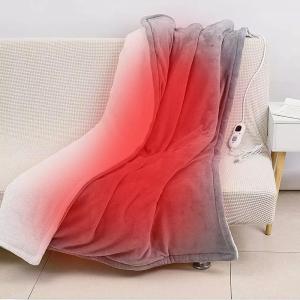 China ODM Battery Powered Heated Blanket Soft Fleece Portable USB Power Heating Throw Grey on sale