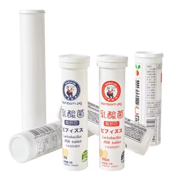 Empty White Straight Packaging Candy Tube for Vitamin C Pills and Effervescent