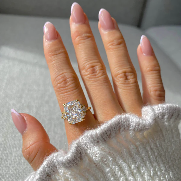 18K Gold Plated Main Stone CZ Vintage Wedding 925 Sterling Silver Ring for Girls