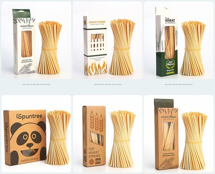 3-5mm 200mm Wheat Straw Biodegradable Hotels Cafes