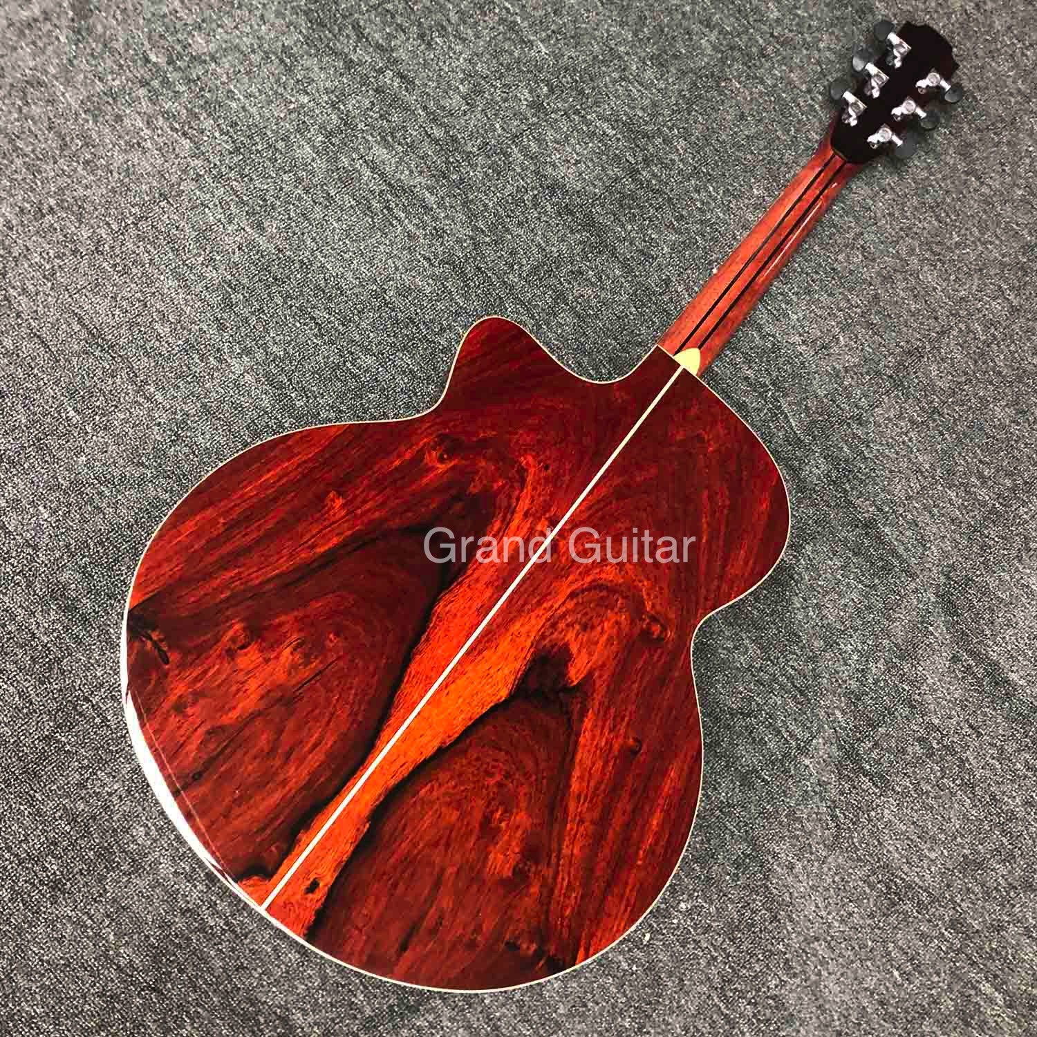 Custom Solid Cocobolo Wood Back Side Cutaway Acoustic Guitar in Natural