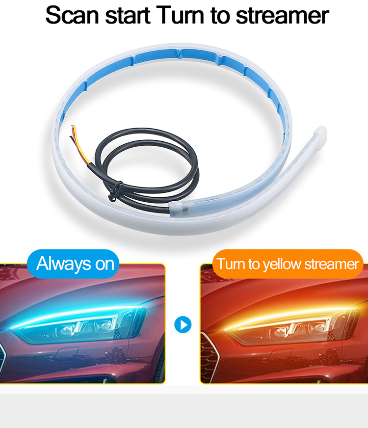 Emergency Car Headlight LED Tube Strip Double Color 300mm 450mm 600mm