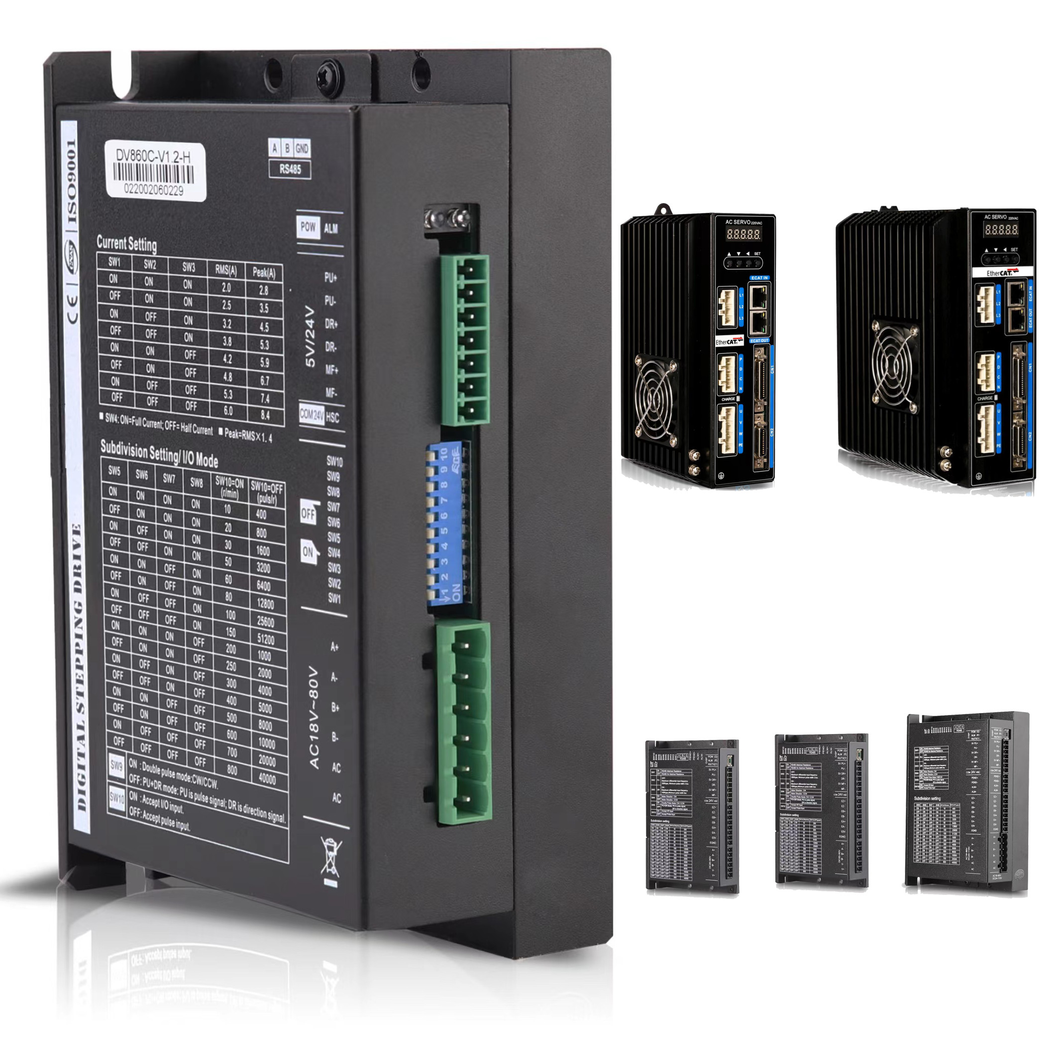 3 Phase Open Loop Stepper Motor Drive Integrated 0.4KW-22KW DV422