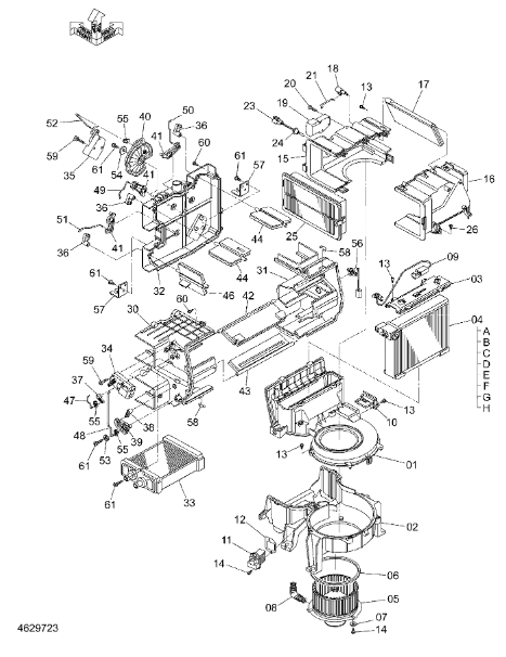 4464275 Heater Core HITACHI Excavator Air Conditioner Parts For ZX180LC-3 ZX200-3