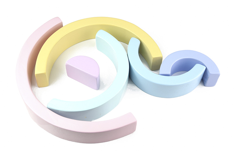 4.5cm Wooden Blocks Toys Arched Stacking Rainbow Blocks