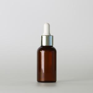Quality 50ml Amber Pet Plastic Jars , Cosmetic Small Plastic Bottles Round Shape wholesale