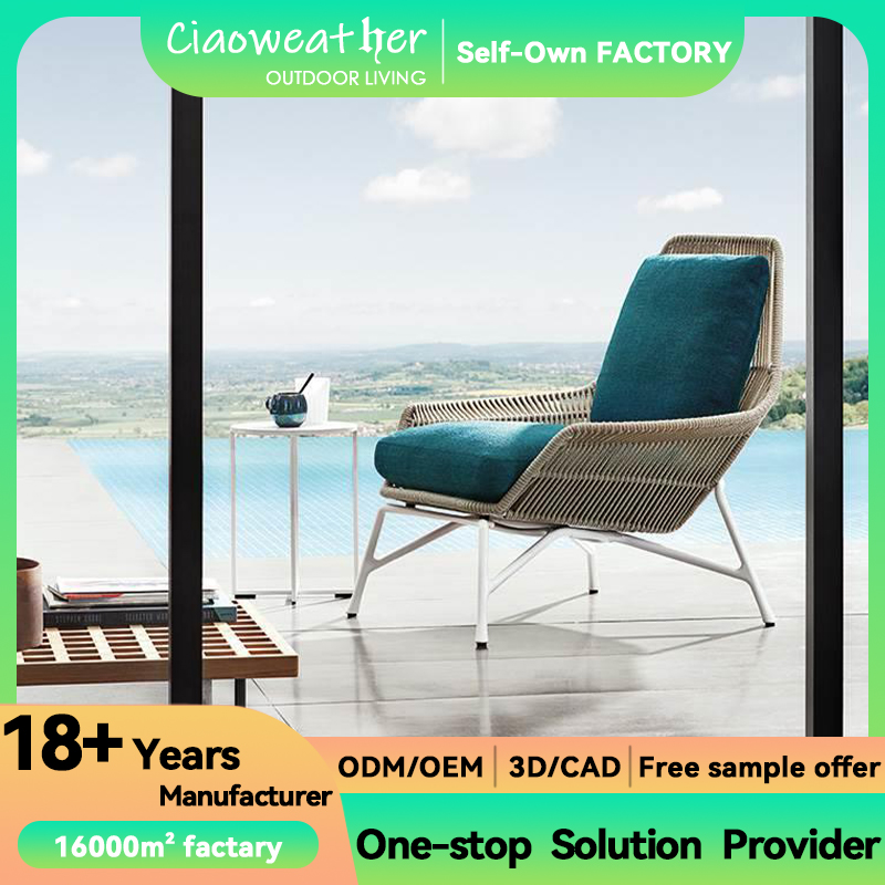 Outdoor Furniture Wicker Patio Sets for Terrace Leisure Sofa Chair in Modern Style and Weather-Resistant Materials