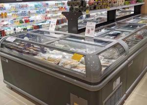 Quality Large Window Commercial Island Freezer R290 Static Cooling Horizontal wholesale