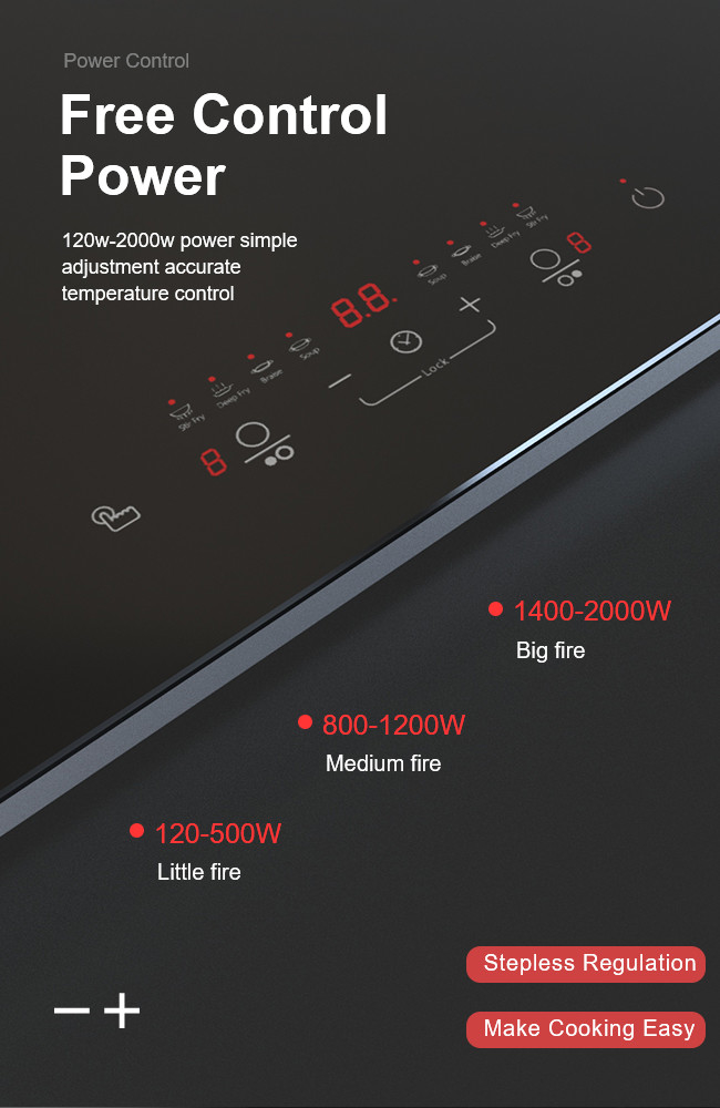 Stainless Steel Multi Zone Induction Hob , Electric Induction Stove 220V