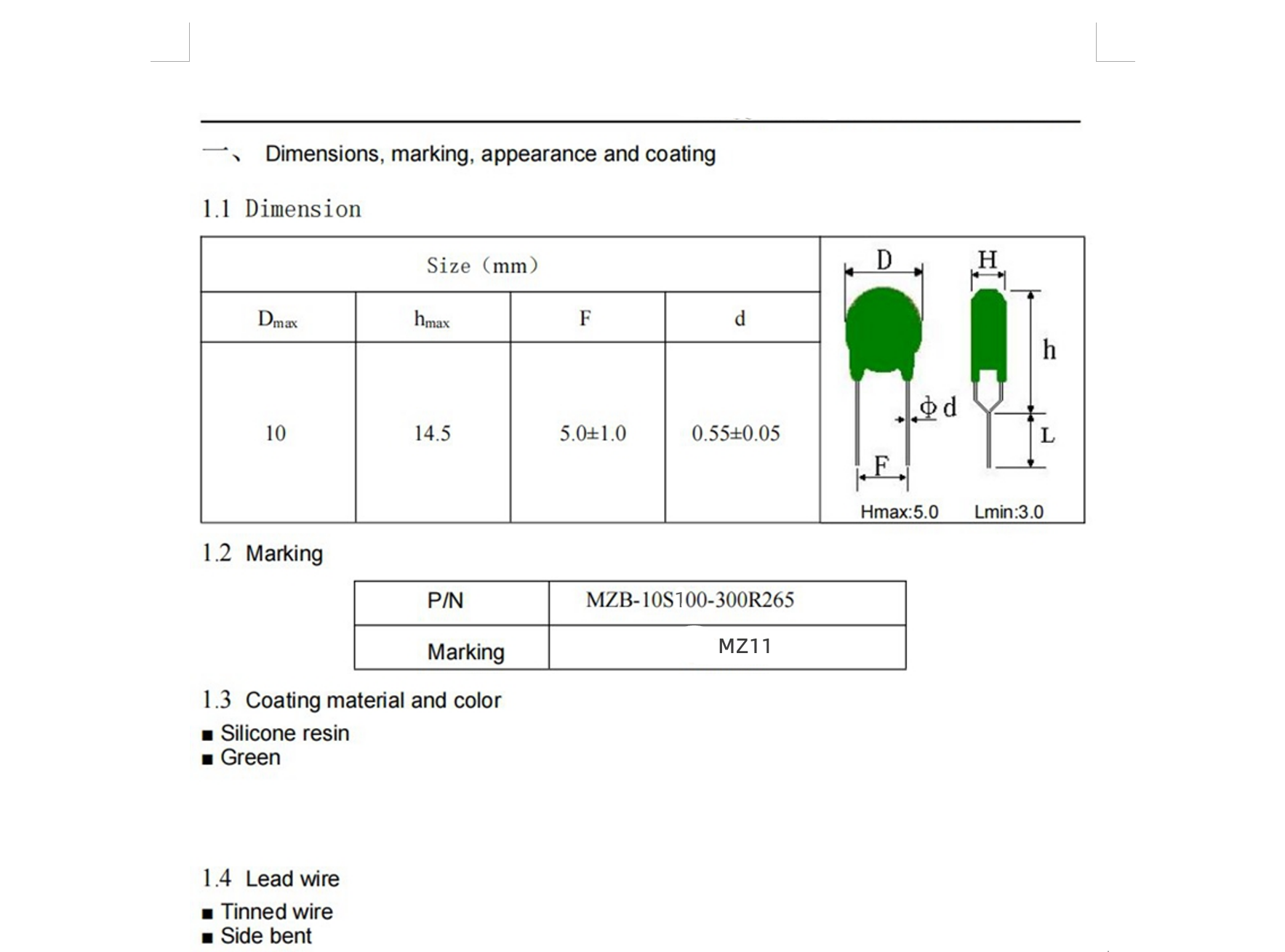 MZ11 75C 100-300Ω Heat-Resistant PTC Thermistor For Communication PTC Thdrmistor For Surge Current Suppressin