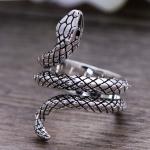 Snake Style Simulated Garnet Eyes Scale Serpent Ring 925 Sterling Silver Band