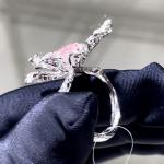 18k Oval Shape Flower Style Ring Lab Grown Pink Diamond Ring Luxury And
