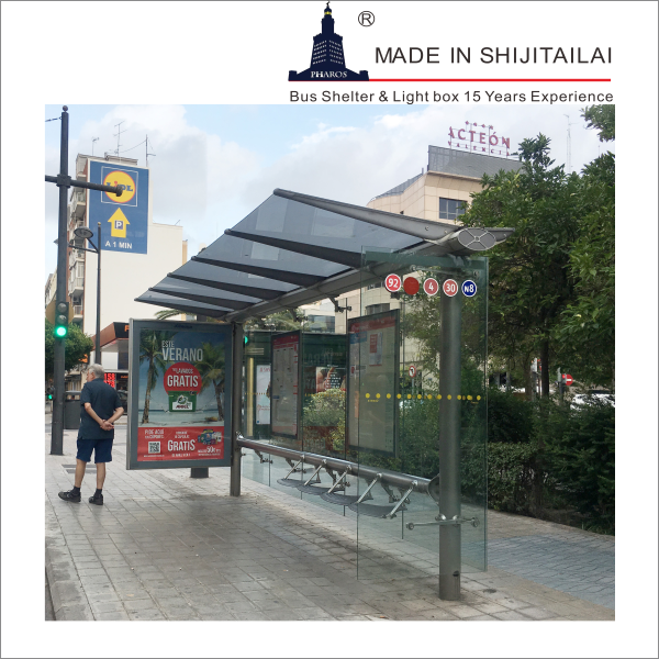 Galvanized Tempered Glass 2340mm A3 Bus Stop Shelter