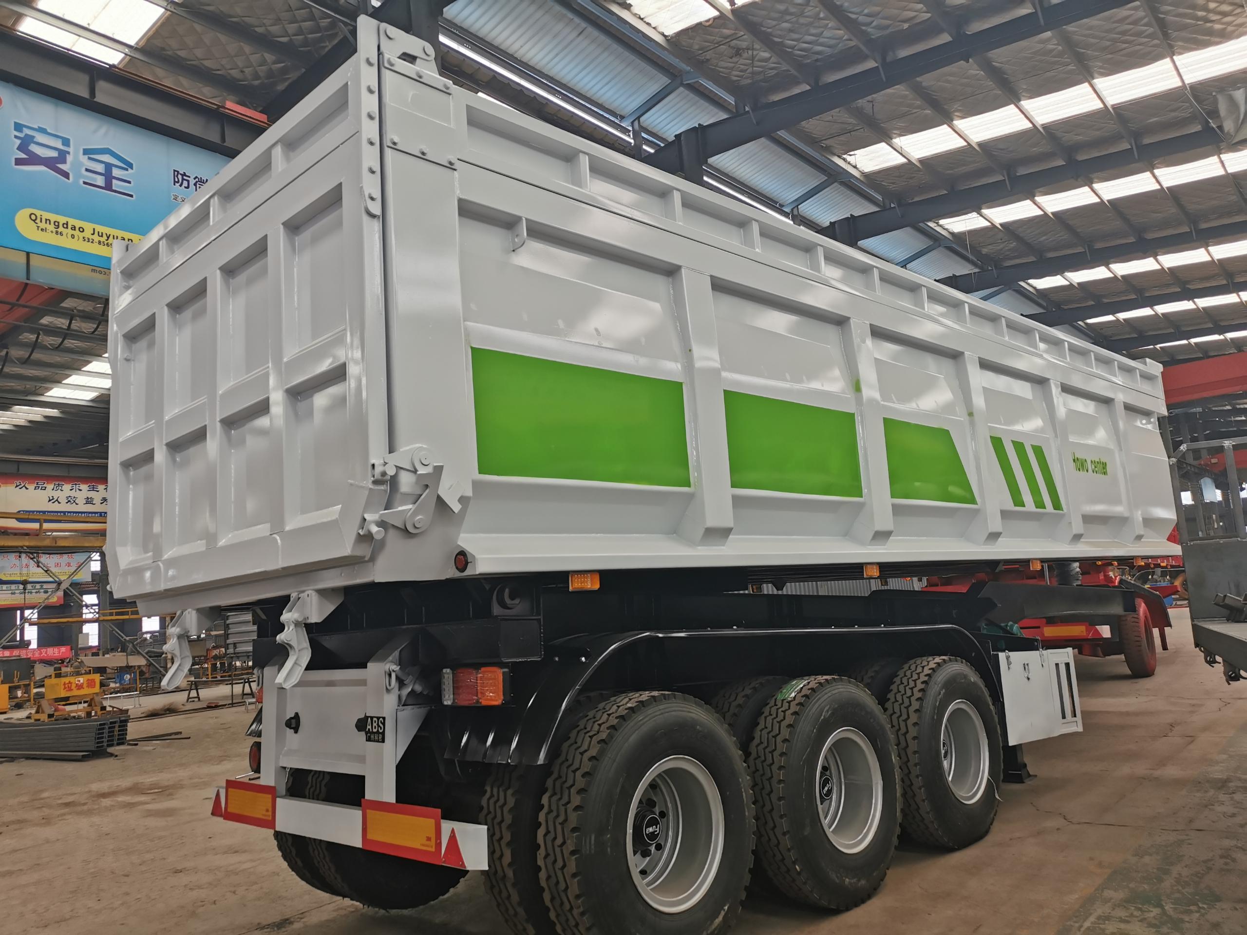 60 Ton 45cbm U Shape Square Shape Hydraulic Rear Dump Tipper Truck Semi Trailer with 1
