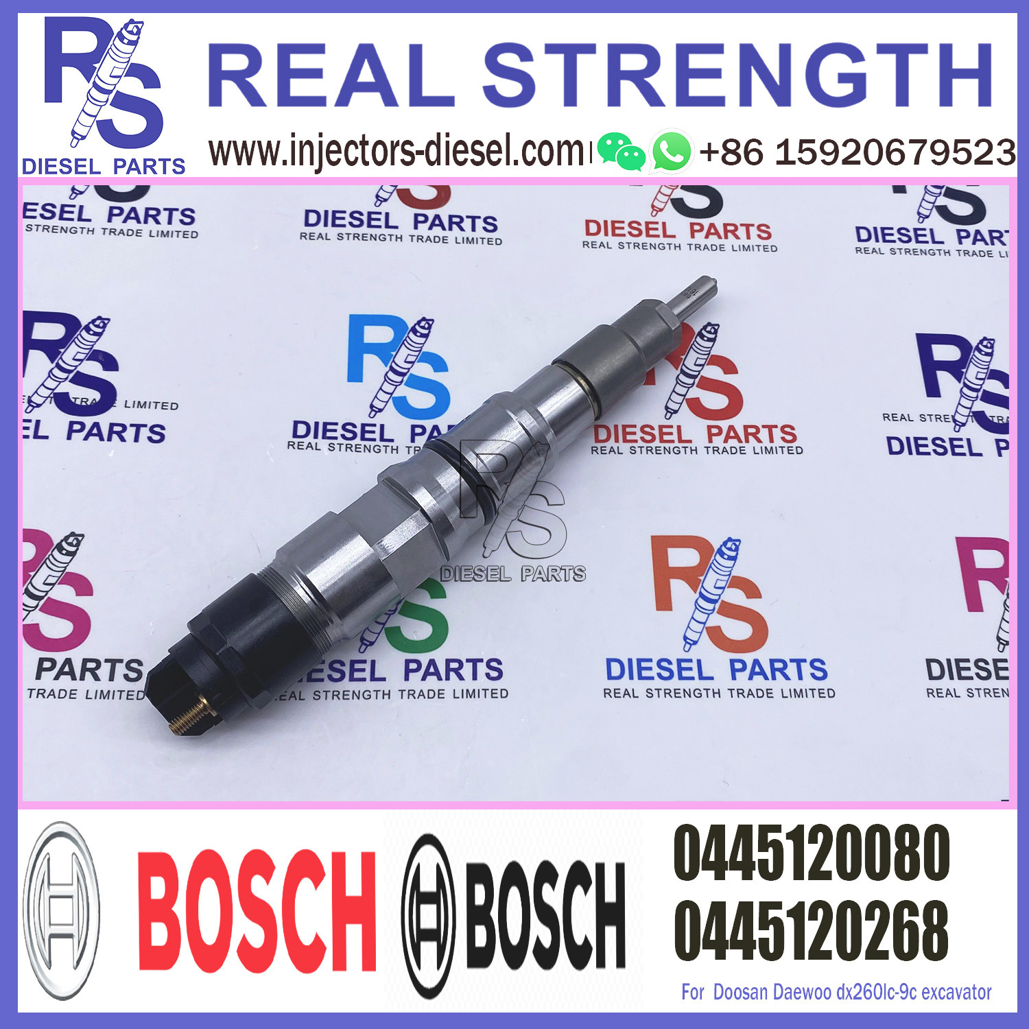 Common Rail Diesel Engine Injector 0445120080 65.10401-7004A For DAEWOO DOOSAN