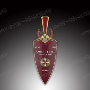 Quality Custom Shield Stickers Printing Metal Liquor Bottle Label Waterproof wholesale