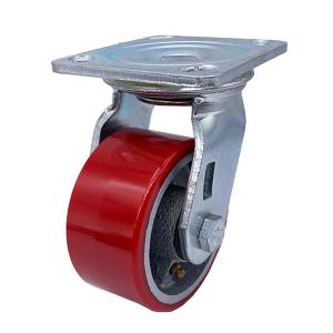 Quality 100mm Polyurethane Cast Iron Wheel Precision Ball Bearing Caster Wheel wholesale