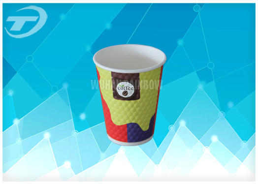 Diamond Disposable Paper Cups with lids Anti Slip Design , Double Wall For Hot Drink