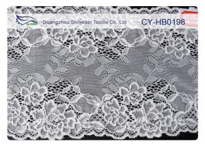 Quality White Stretchy Cotton Nylon Lace Fabric Trim For Wedding Dress CY-HB0198 wholesale
