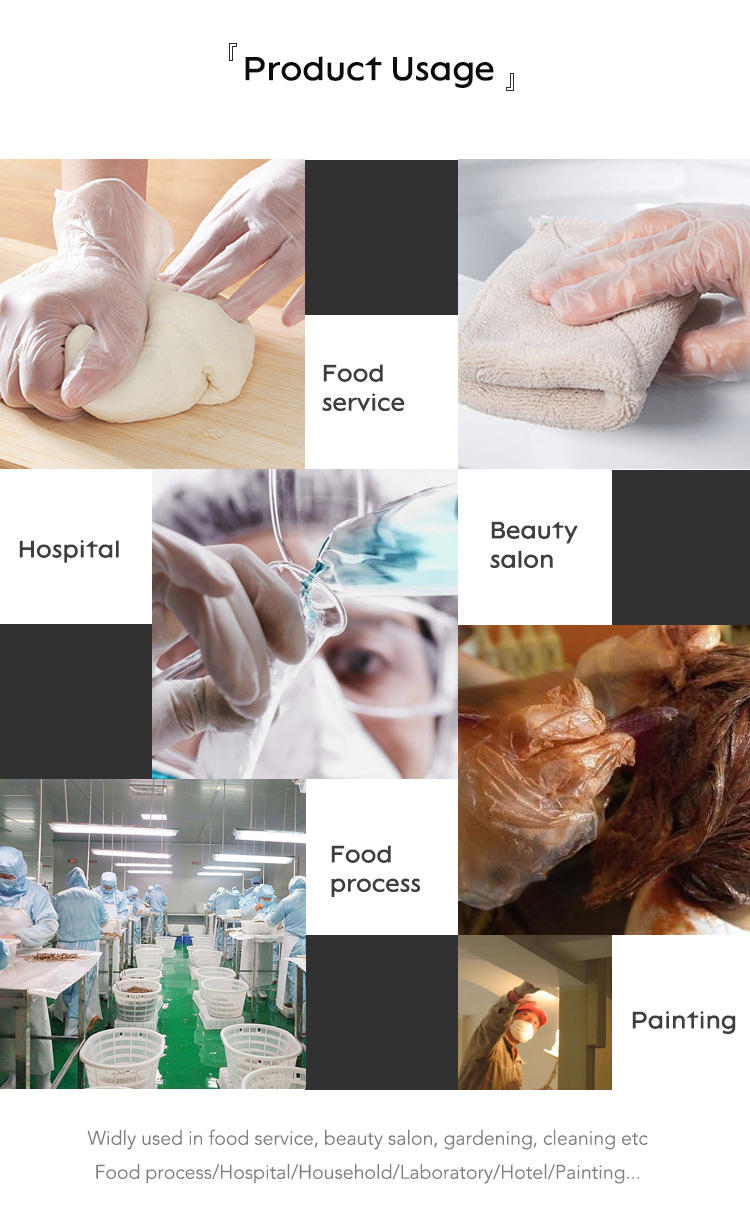 Food Grade Household Cleaning Clear Powder Free Pvc Vinyl Examination Gloves