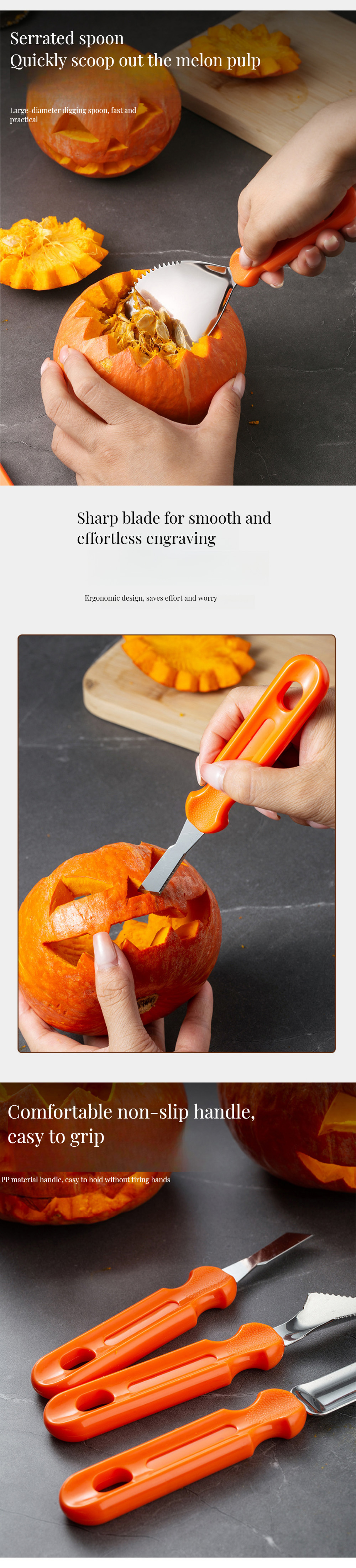 Customized Logo 7pcs Stainless Steel Pumpkin Carving Tools Set for Vegetable Carving
