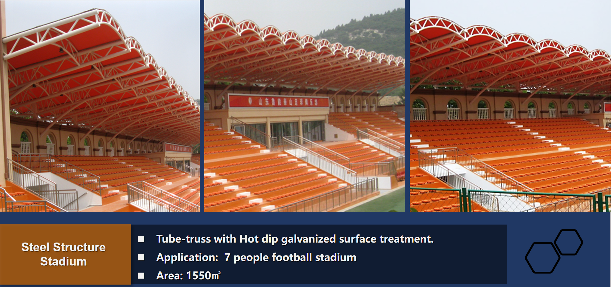 Prefab Stadium Tube Truss Steel Structure With Hot Dip Galvanized Surface Treatment