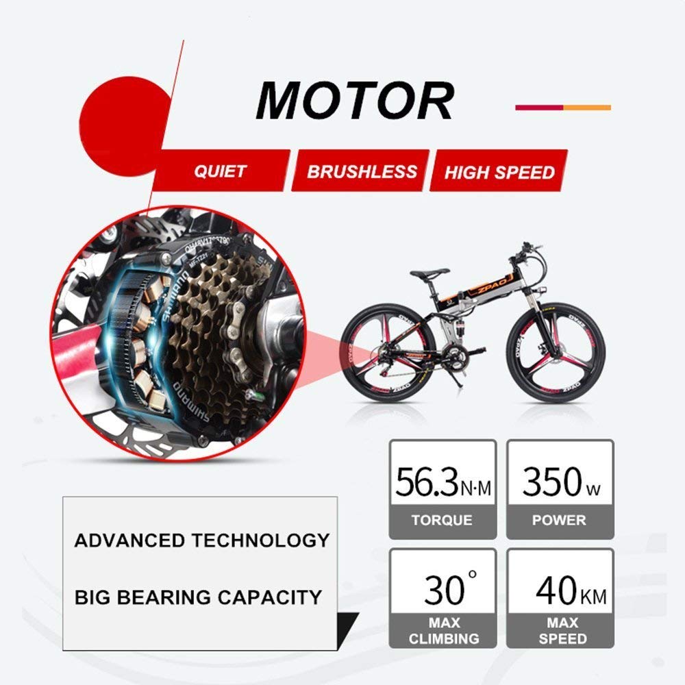 21 Speed Full Suspension Long Range Folding Electric Bike 26 Inch With Double Battery