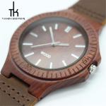 Wood Dial Japan Quartz Minimalist Leather Watch Moon Phase Heart Rate Monitor