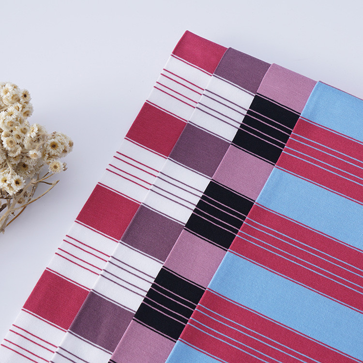 Healthy And Smooth Strong Durable Natural Striped Knit Fabric For T-Shirt