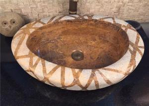Quality Marble Natural River Stone Vessel Sink / Stone Lavatory Sinks 40x40 CM wholesale