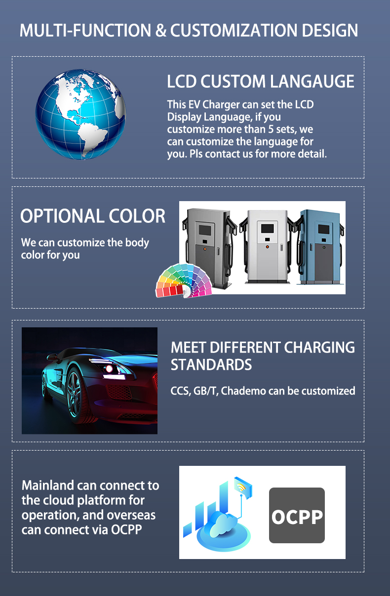 60KW DC EV Charger 2 Guns Electric Vehicle Bus Car EV Fast Charging Station with Nominal Input Voltage 380 VAC ± 15%