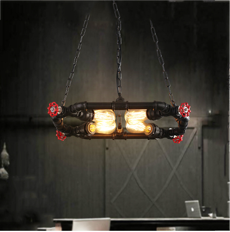 Retro American Iron Dining Room Chandelier Restaurant Bar Kitchen Light Ring Loft Pendant Light(WH-VP-229)