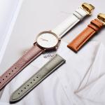 ALK Watchband Brand Genuine Leather Belt Deployant Buckle Band Butterfly Clasp