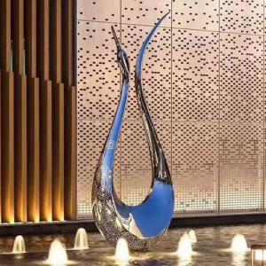 Quality Hotel Entrance Pool Abstract Mirror Decorative Metal Sculpture Fountain wholesale
