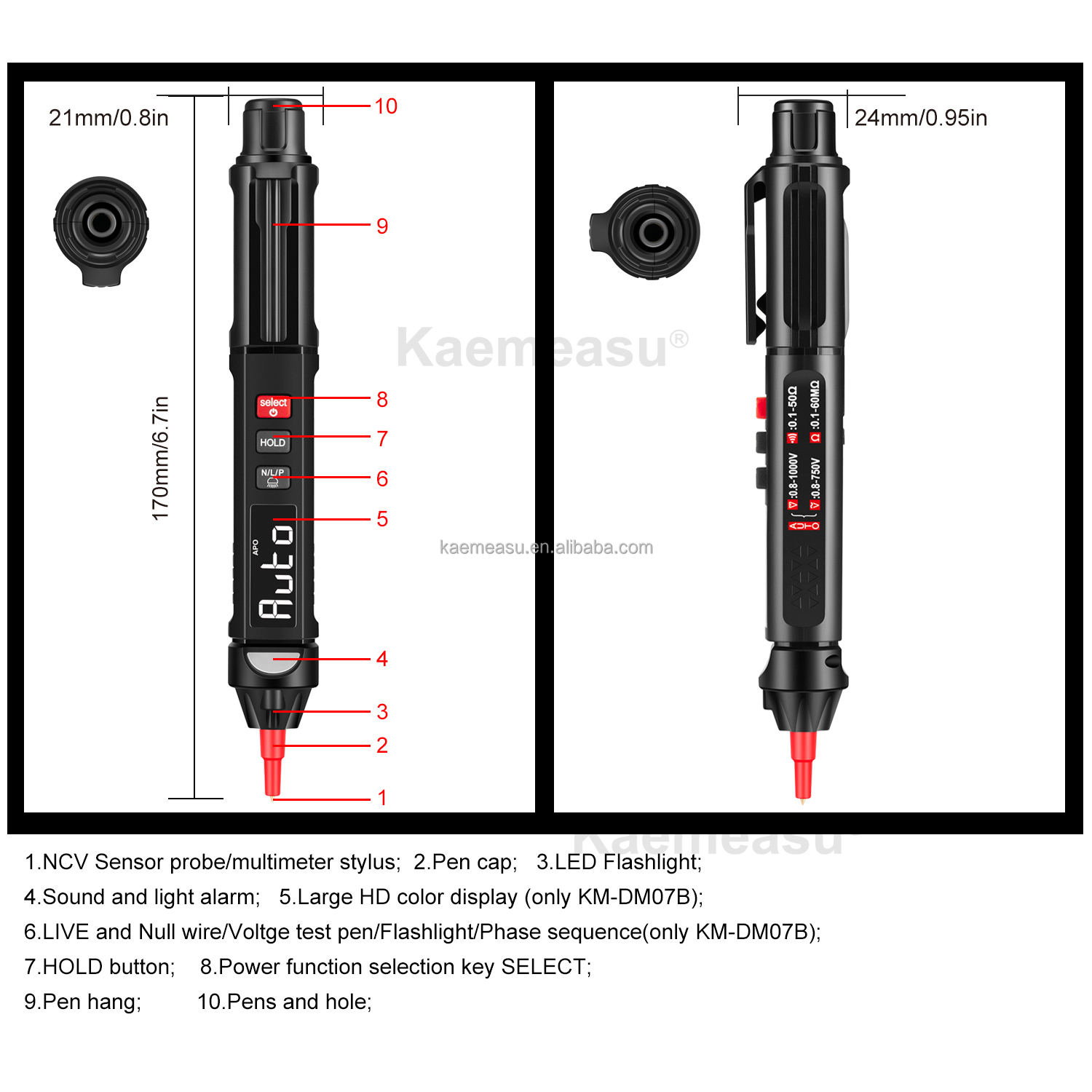 Popular style Mini Pen Digital Multimeter With Live/NCV/Sequence Non Contact Voltage Detection Multimeter Tester