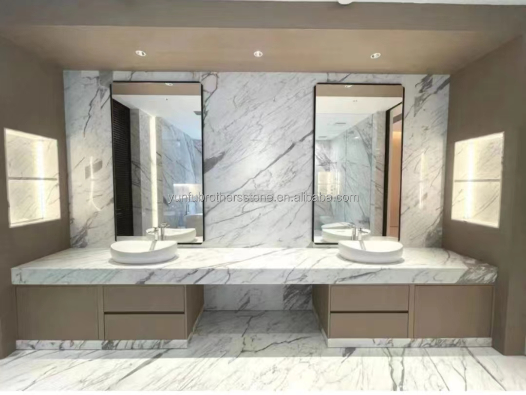 Polished Natural Statuario White Marble Big Slab for Italian Flooring and Wall Tiles