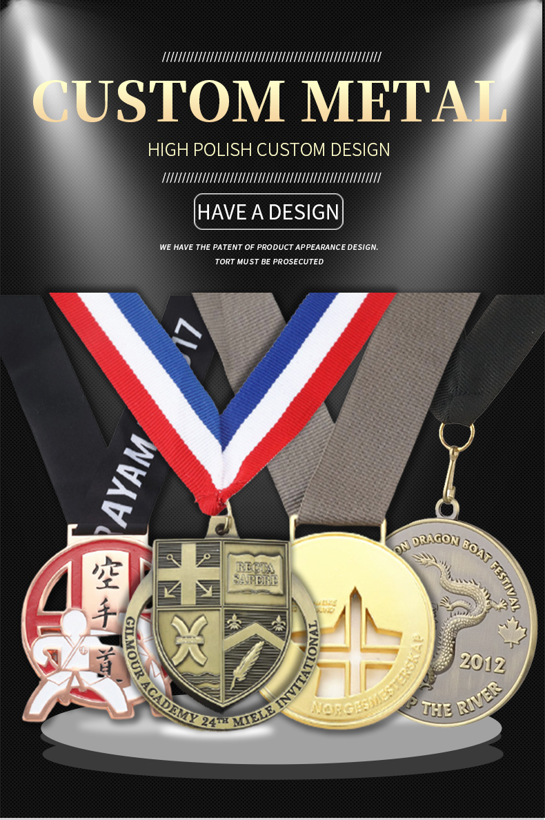 Custom Hanging Metal Sports Medal Soft Hard Enamel Carnival Medal With Ribbon