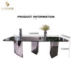 Italian Furniture Double Layer Tempered Glass Dining Table Foshan Dining Room