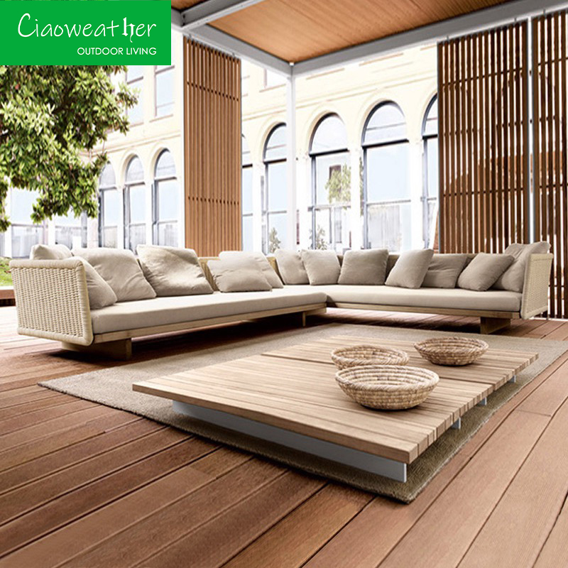 Outdoor Furniture Modern Design Garden Sofa Set with Aluminum Frame and Rattan Weaving