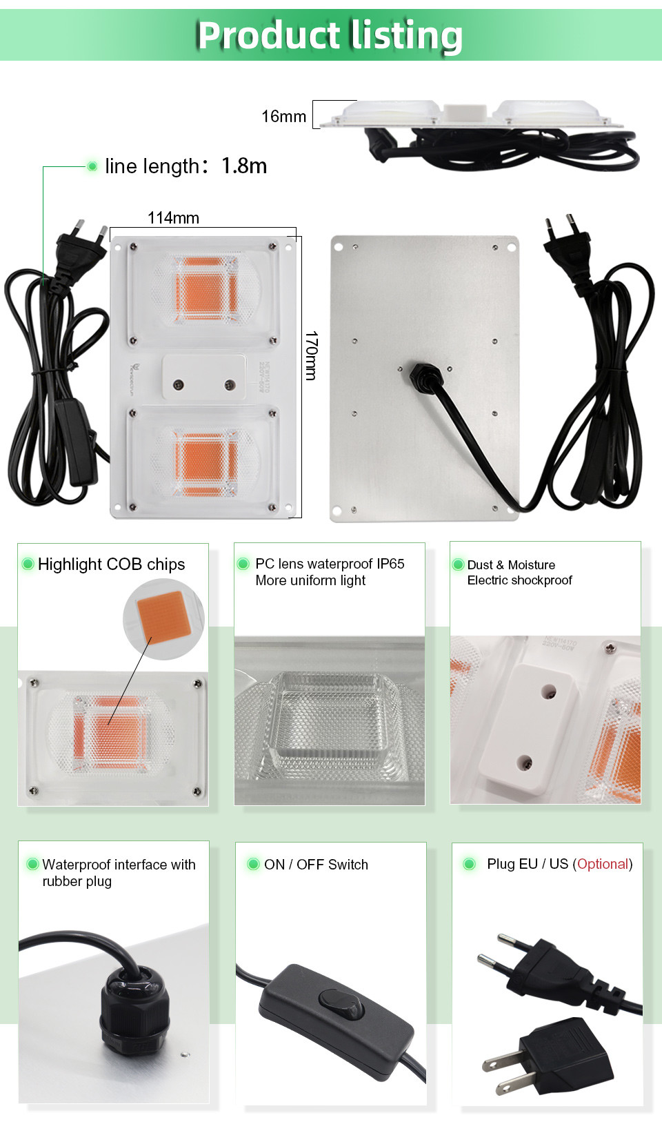 Energy Saving Full Spectrum Led Grow Lights Board 50W Voltage 110V
