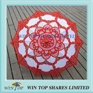 Quality Chinese style bright red and white art parasol wholesale