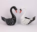 Metal Swan Garden Figurines White Swan Black Swan