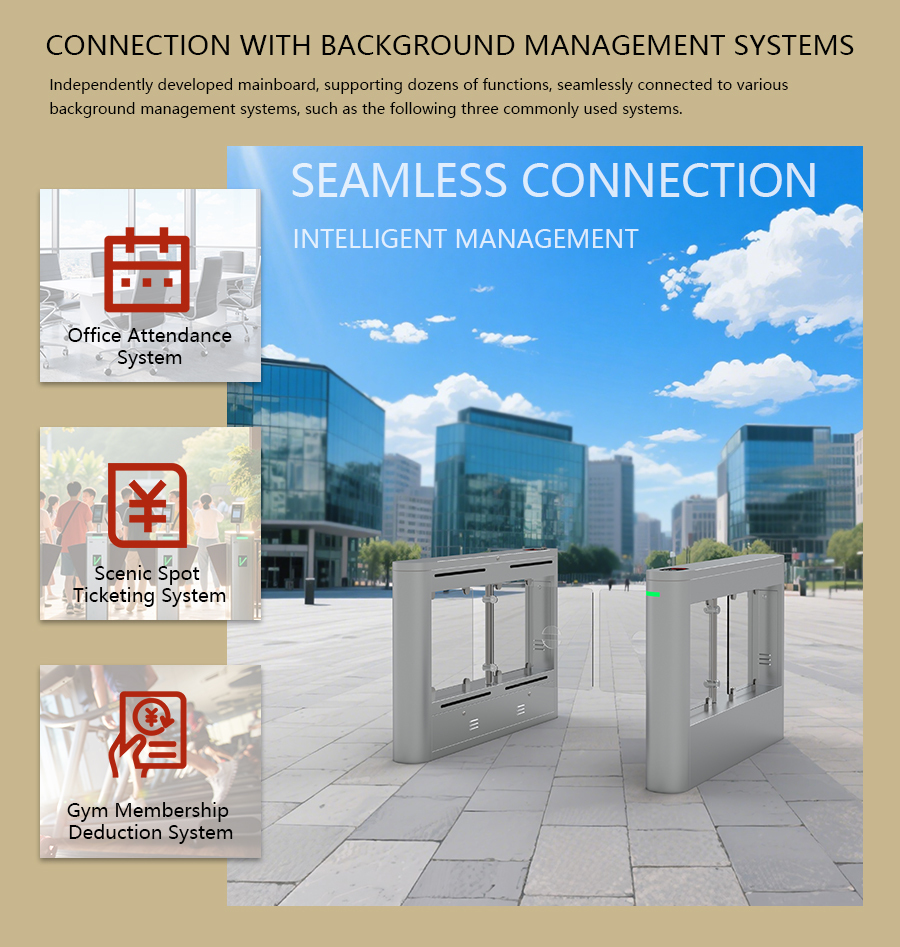 HCW Pedestrian Swing Turnstile Gate 304 Stainless Steel Cabinet With Face Recognition