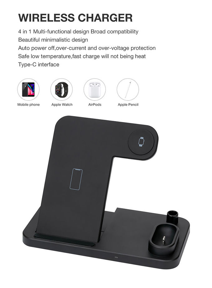 Multifunction 2W ABS 139mm 4 In 1 Wireless Charging