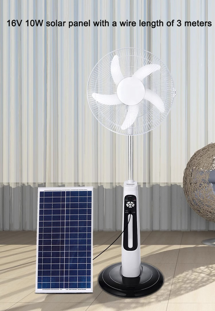 Latest 5 Blades 16/18 Inches Rechargeable Floor Stand Fan Solar Powered Electric Fan With Solar Panel